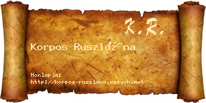 Korpos Ruszlána névjegykártya